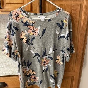 Liz Claiborne Gray Floral Blouse